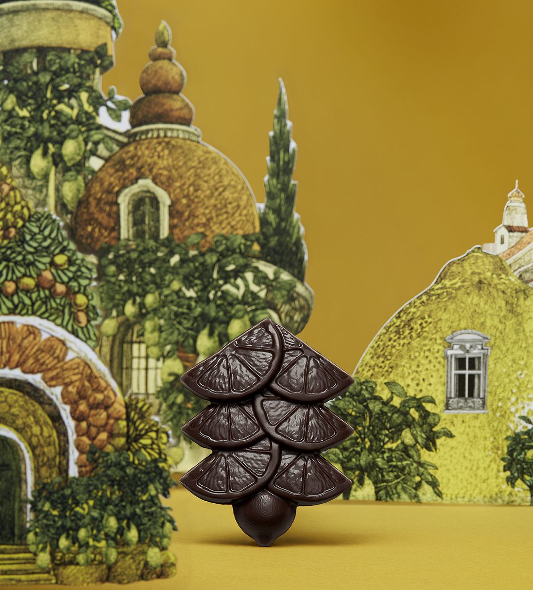 Dessin des moules des chocolats de Noël du Chocolat Alain Ducasse